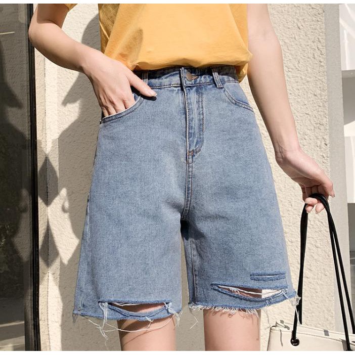 Quần short jeans đánh rách ulzzang