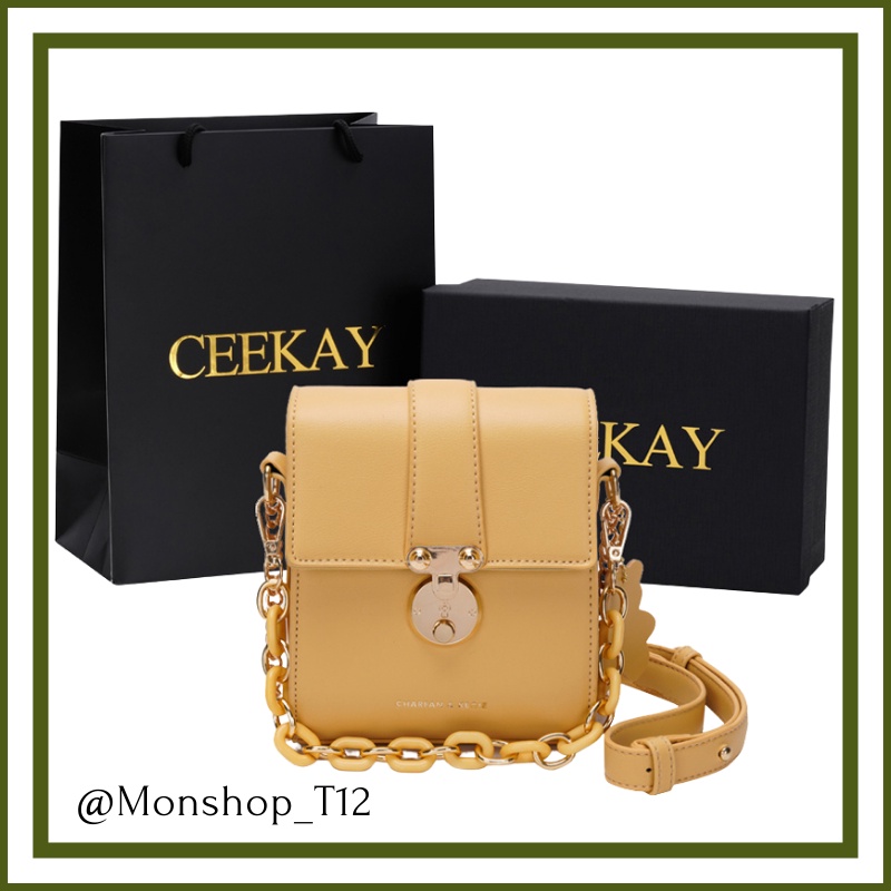 🌸sẵn hàng🌸Túi xách da mềm đeo chéo nữ CEEKAY chính hãng form đứng 2 dây đeo - T12