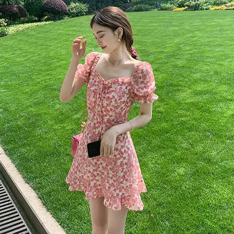 Váy ngắn XINLANYASHE thời trang phong cách ngọt ngào cá tính phù hợp mùa hè cho nữ váy thiết kế tay bồng