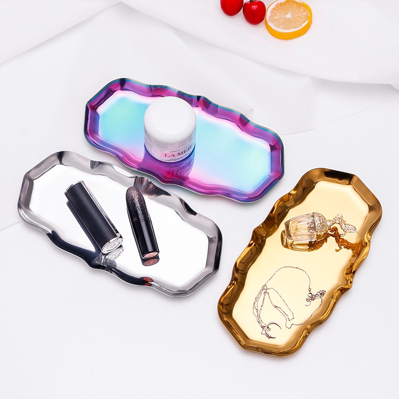 SUPO DEPOT - Khay Đựng Trang Sức Bằng Thép Không Gỉ Họa Tiết Gợn Sóng