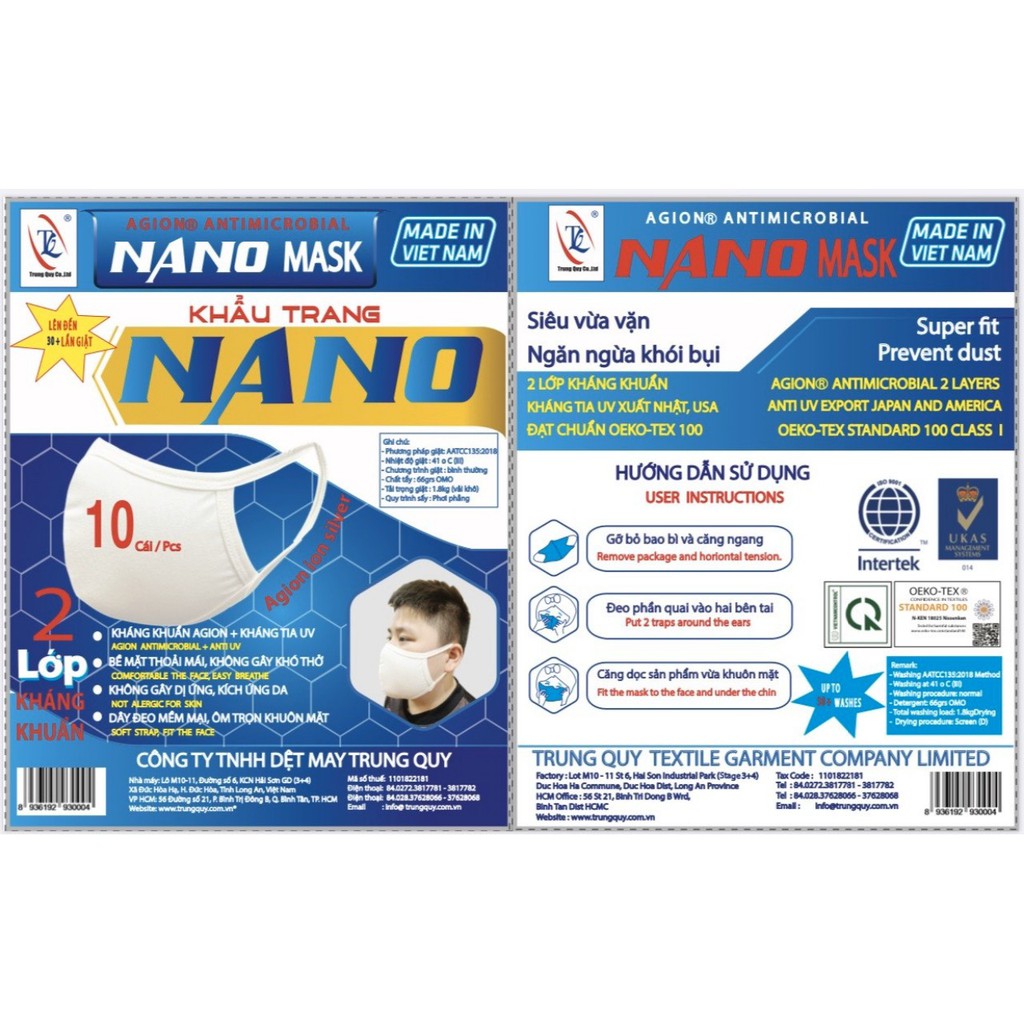 Combo 10 cái khẩu trang vải nano kháng khuẩn- Hình thật