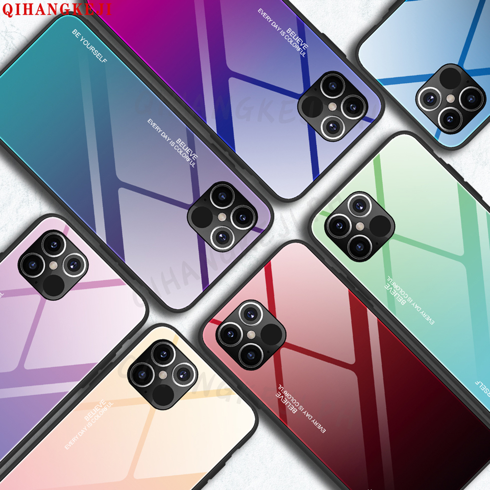 Ốp Lưng Kính Cường Lực Màu Gradient Sang Trọng Cho Vivo V5 S1 V15 X50 Pro