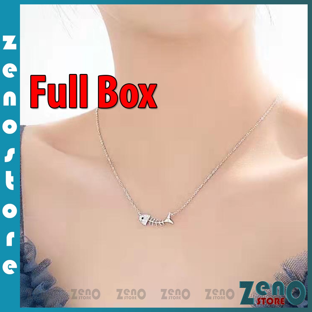 Dây chuyền xương cá, (Full box) vòng cổ titan không đen gỉ DC15