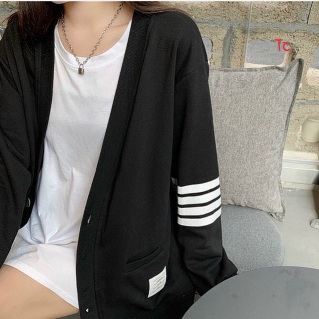  Áo Cadigan dáng rộng kẻ vạch tay nỉ da cá dày mịn đẹp cho nam nữ | BigBuy360 - bigbuy360.vn