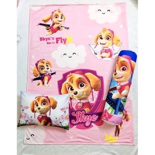 Combo gối nằm gối ôm (kèm ruột) và chăn hình chó Skye