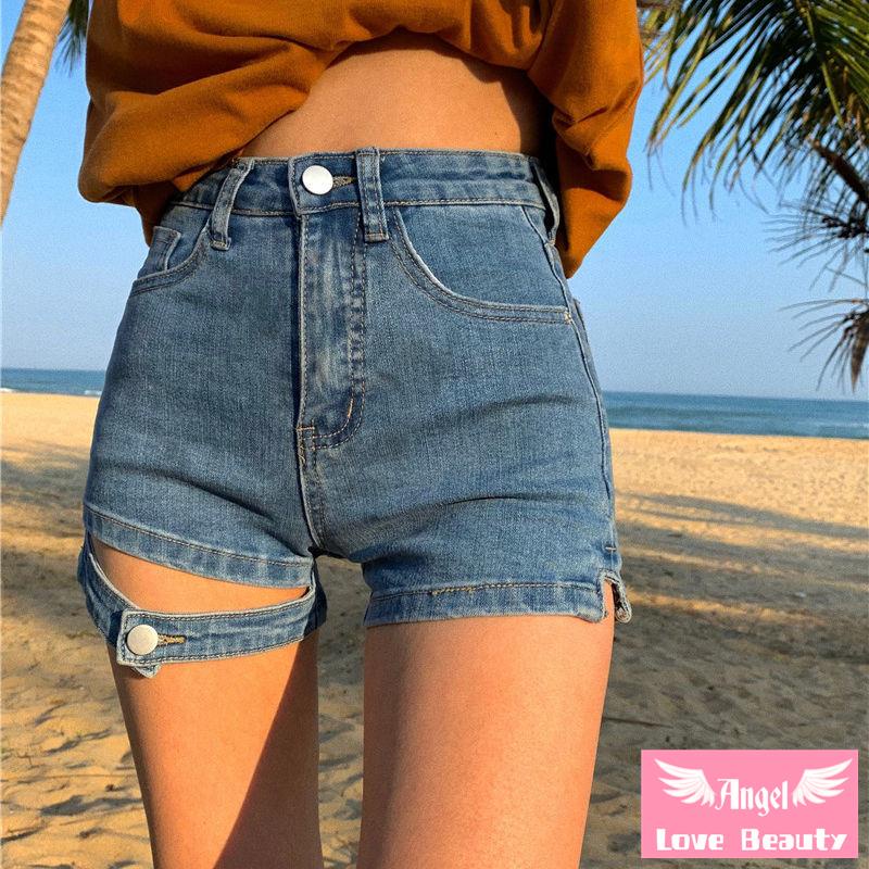 [Bán Chạy] ~ Hot Girl Quần Short Denim Lưng Cao Dáng Ôm Thời Trang Mùa Hè Mới Cho Nữ