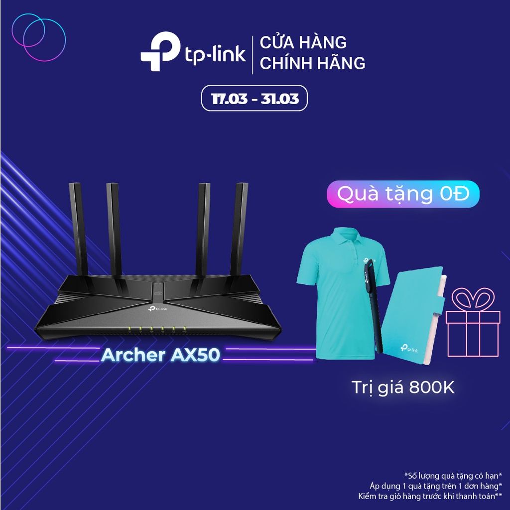 Bộ Phát Wifi TP-Link Archer AX50 Wifi 6 Gigabit Băng Tần Kép AX 3000Mbps