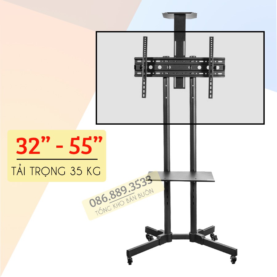 Giá treo tivi di động 1500A 32 - 43 - 50 - 55 inch - Cột Kệ Treo Tivi Có Bánh Xe Di Chuyển [ Rẻ Hơn NB AVA1500 ]