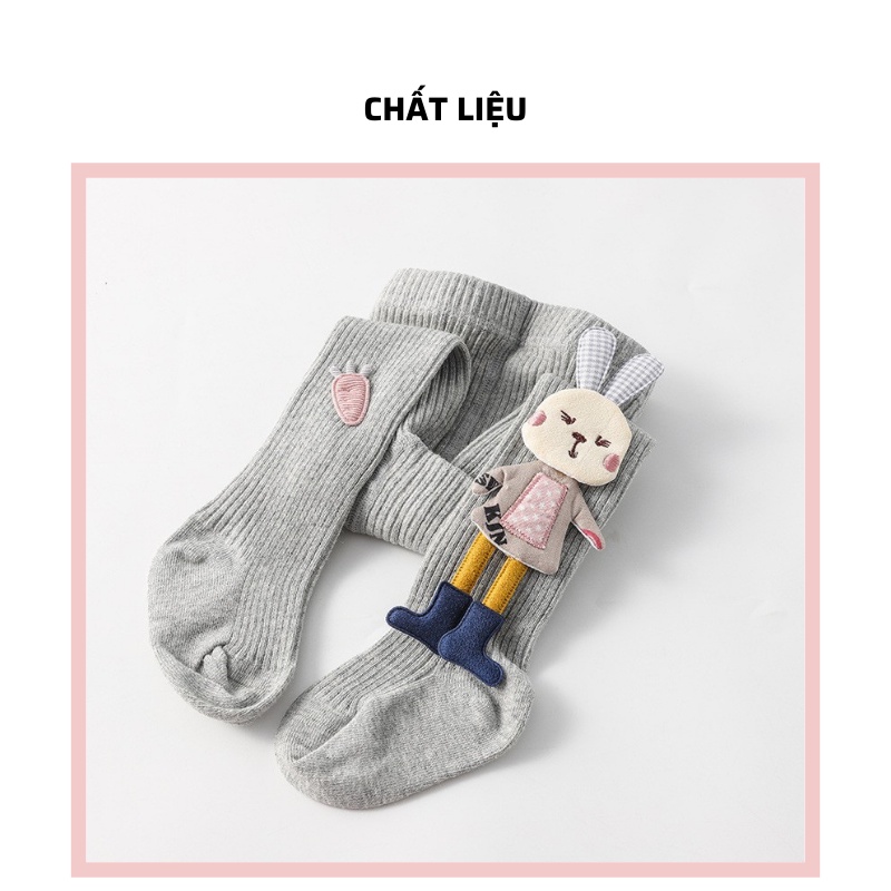 Quần tất bé gái quần legging cho trẻ em len co dãn siêu ấm liền bàn và không bàn đính thỏ 0 - 5 tuổi BADAYO tv25522h