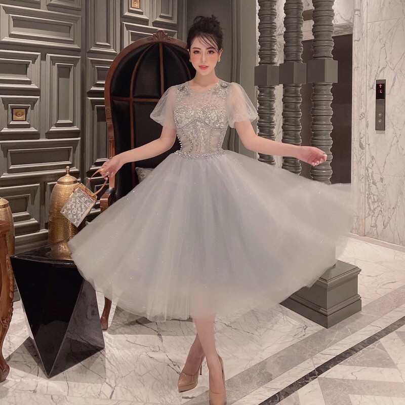 ĐẦM XOÈ CÔNG CHÚA TAY PHỒNG KẾT CƯỜM - MS242VMM MM