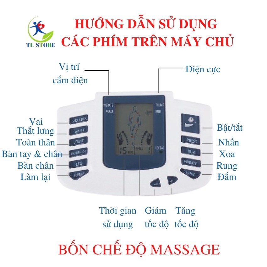 Máy massage body bằng công nghệ xung điện với 16 miếng dán silicon và dép massage cao cấp