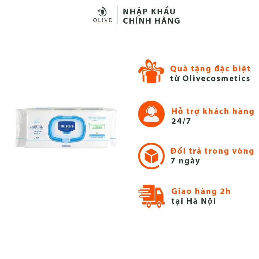 [HÀNG CHÍNH HÃNG] Khăn Giấy Ướt Cho Trẻ Sơ Sinh & Em Bé Mustela 70 Miếng 350gram