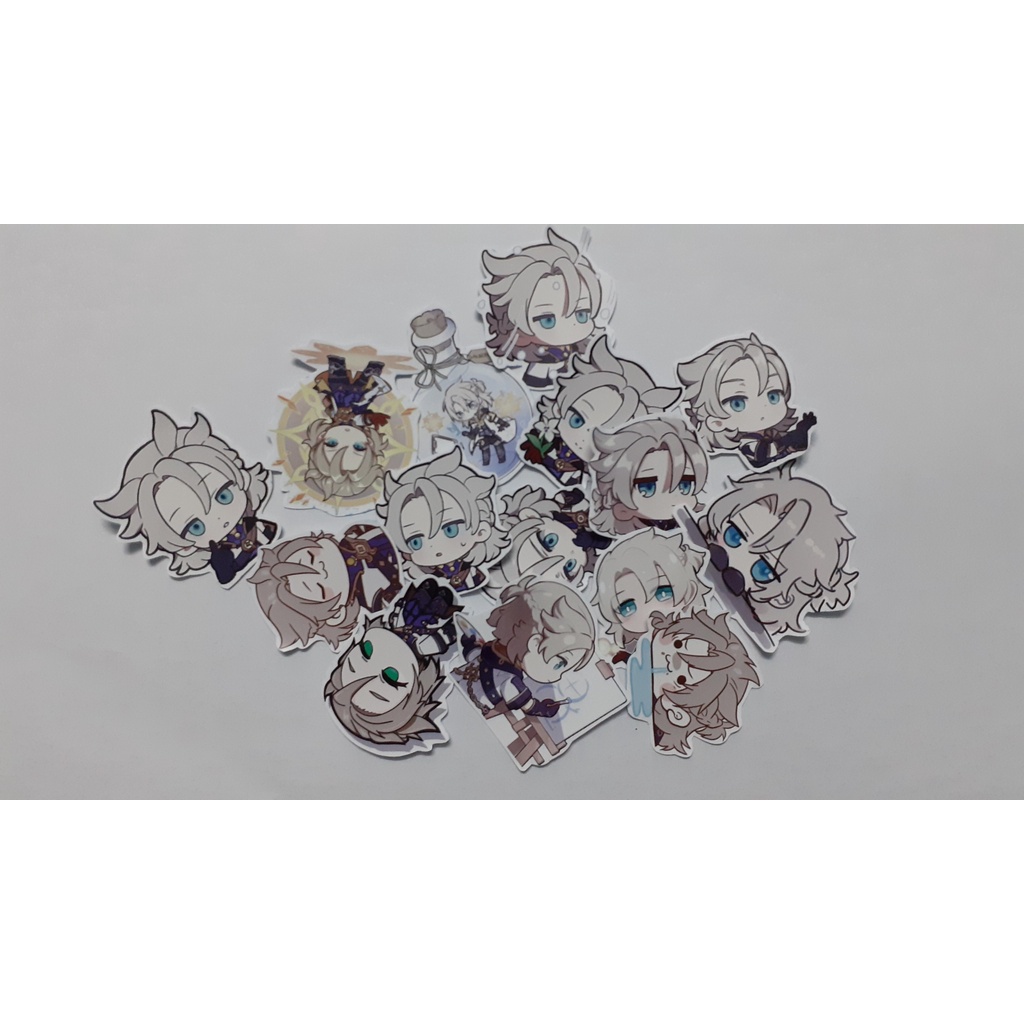 - Set 10/15 Sticker Albedo hình dán chibi game genshin trang trí vali, điện thoại, laptop.. siêu đẹp