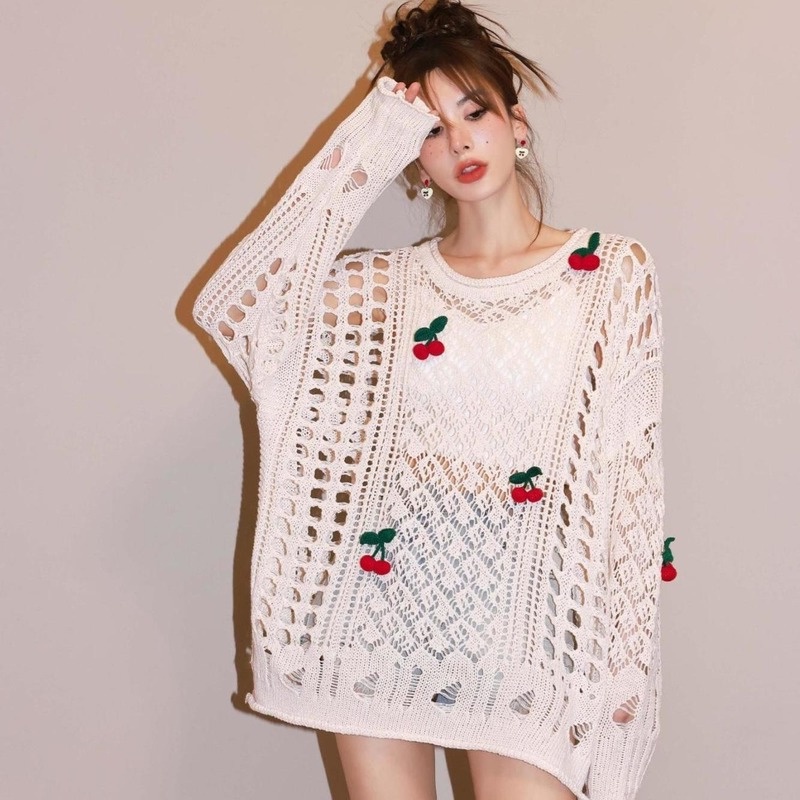 Áo Dệt Kim Tay Dài Chống Nắng Phong Cách Hàn Quốc Thời Trang Cho Nữ