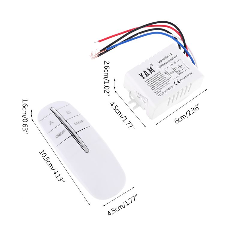 Bộ điều khiển từ xa không dây 220V và công tắc bật/ tắt chuyển mạch dùng cho đèn tường máy phát