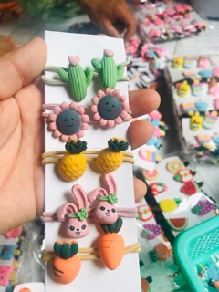 🏵xả kho_set 10 dây cột tóc trái cây nhí nhiều hình
