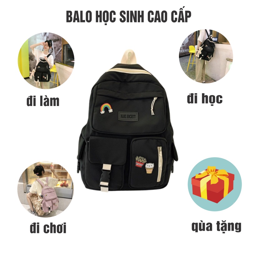 Balo , Balo nữ Ulzzang chống nước Thời Trang nhiều ngăn đựng vừa laptop 14 inch