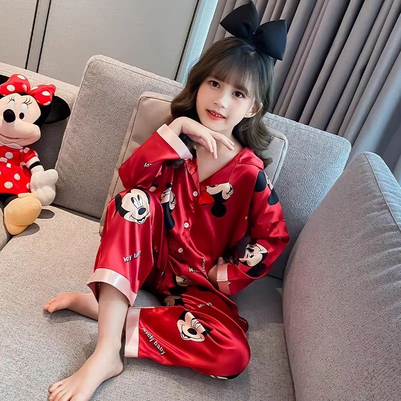 Bộ Đồ Ngủ Lụa Cho Bé, Bộ Pijama Cho Bé Gái Lụa Mango Dài Tay - BPN27