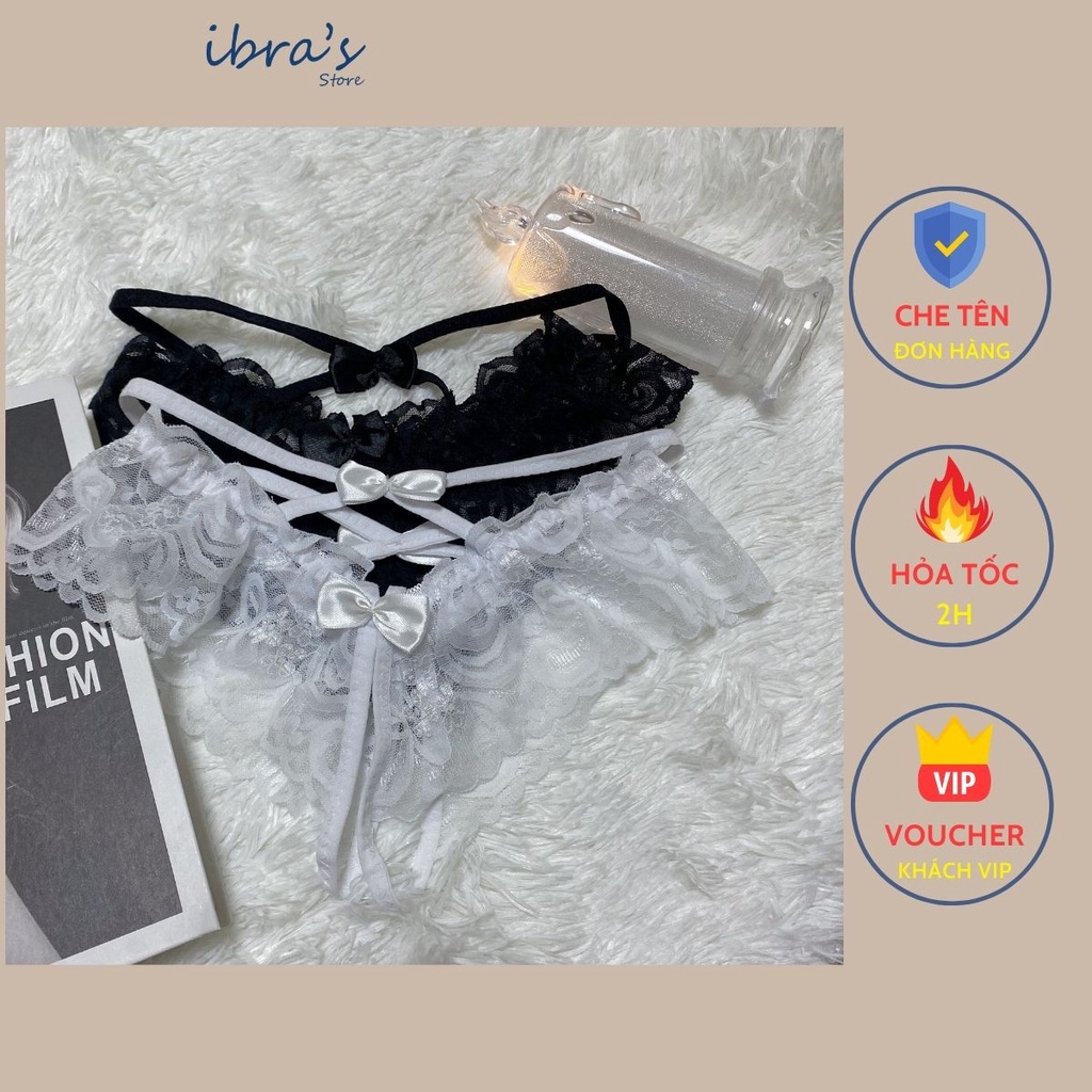 Quần Lót Ren Xẻ Đáy Phối Dây Siêu Đẹp, Quần Lót Nữ Lọt Khe Sexy Hở Đáy Lưới Xuyên Thấu Quyến rũ IBRA'S STORE i43