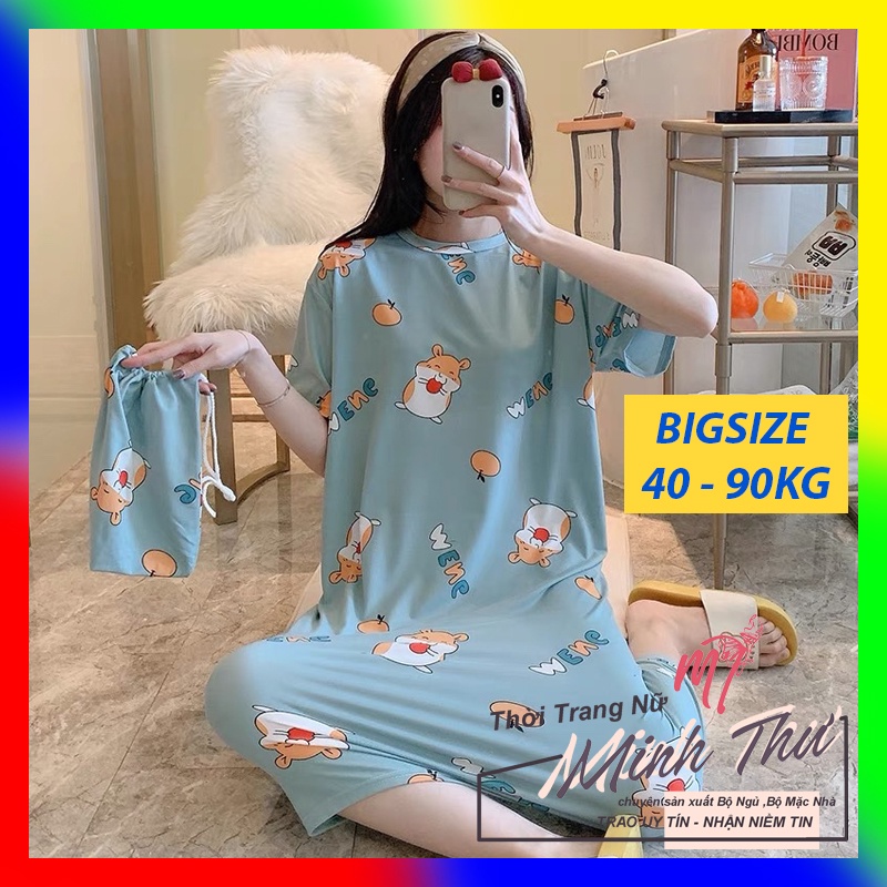 Đầm Ngủ - Váy Mặc Nhà - Chất Liệu - Thun Cotton - Mềm - Mát ( Váy Xuông Cổ Tròn )