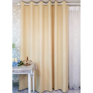 Rèm cửa chống nắng trơn cao cấp, 190cmx270cm, khoen ore tròn, tông màu vàng kem - Ngọc Đức R117