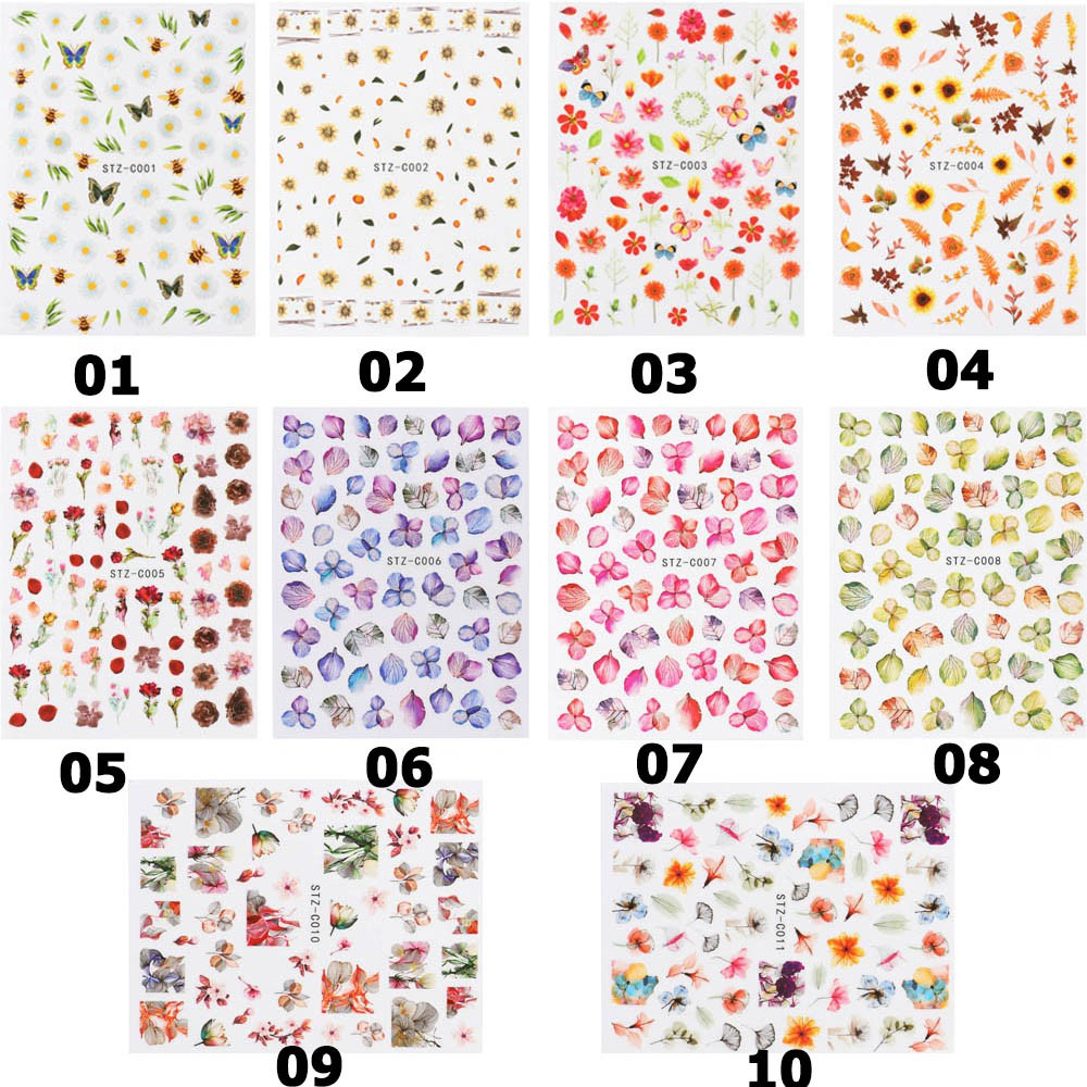 CURTES 1 Sheet Nail Foils Autumn Nail Art Decoration Nail Stickers Women Lavender Maple Leaf Butterfly Manicure Girls 3D Decals