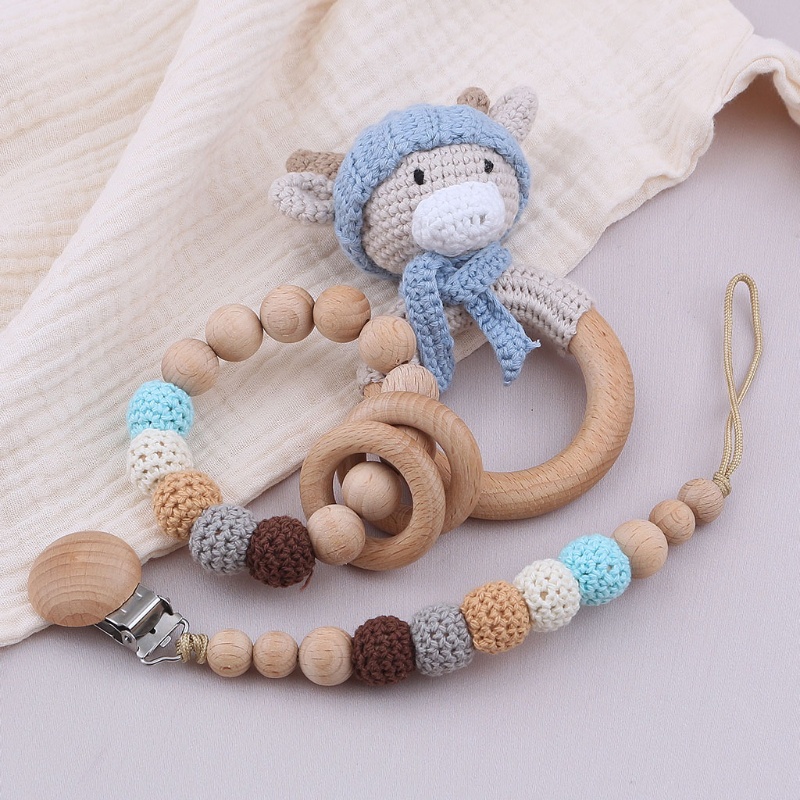 Vòng Lục Lạc Đồ Chơi Handmade Kèm Núm Vú Giả Bình Tĩnh Cho Bé Sơ Sinh