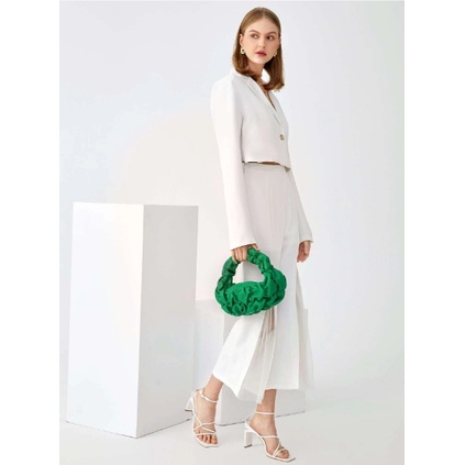 Túi xách dập nhăn màu xanh lá cây