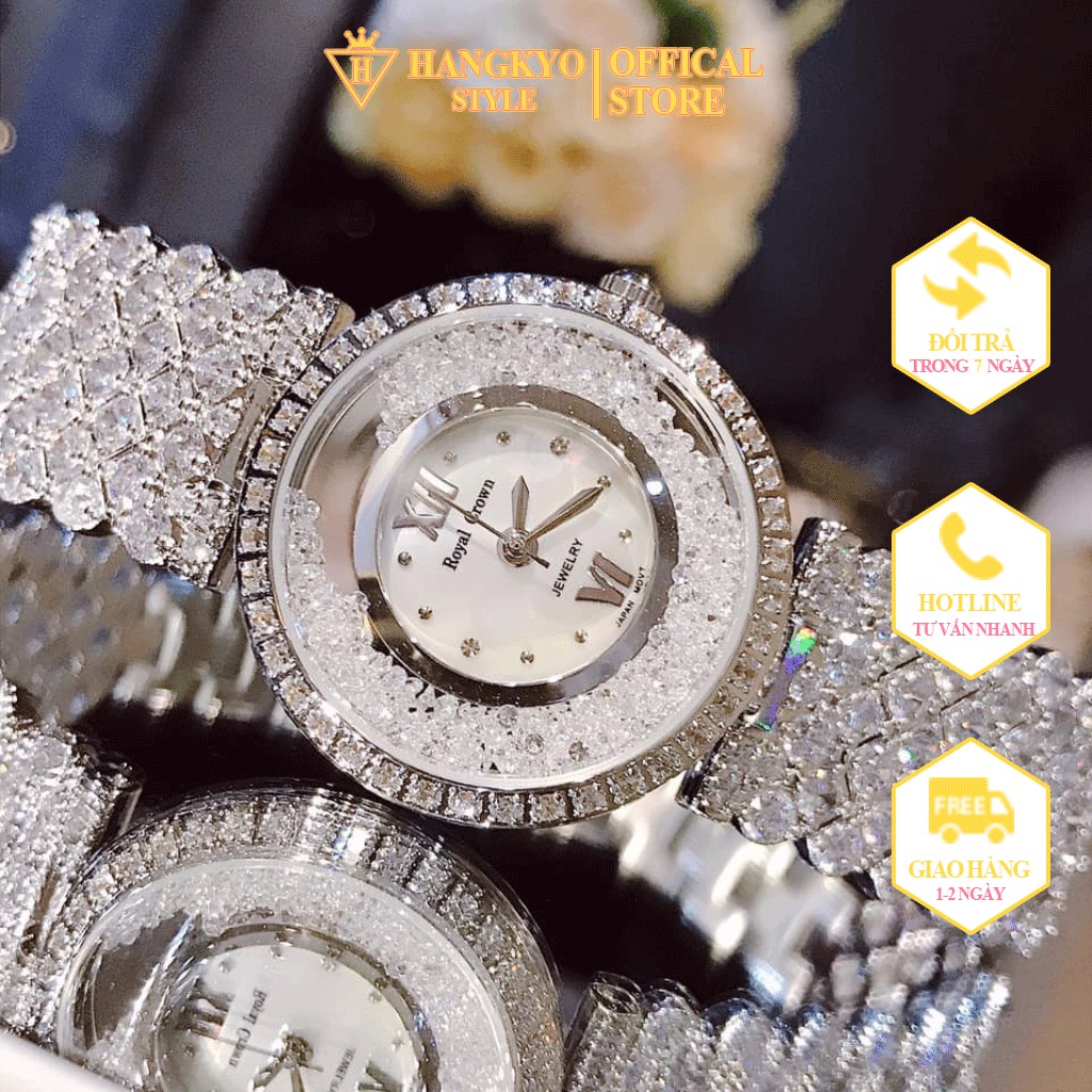 Đồng hồ nữ đẹp Royal crown đính đá siêu đẹp, bảo hành 12 tháng