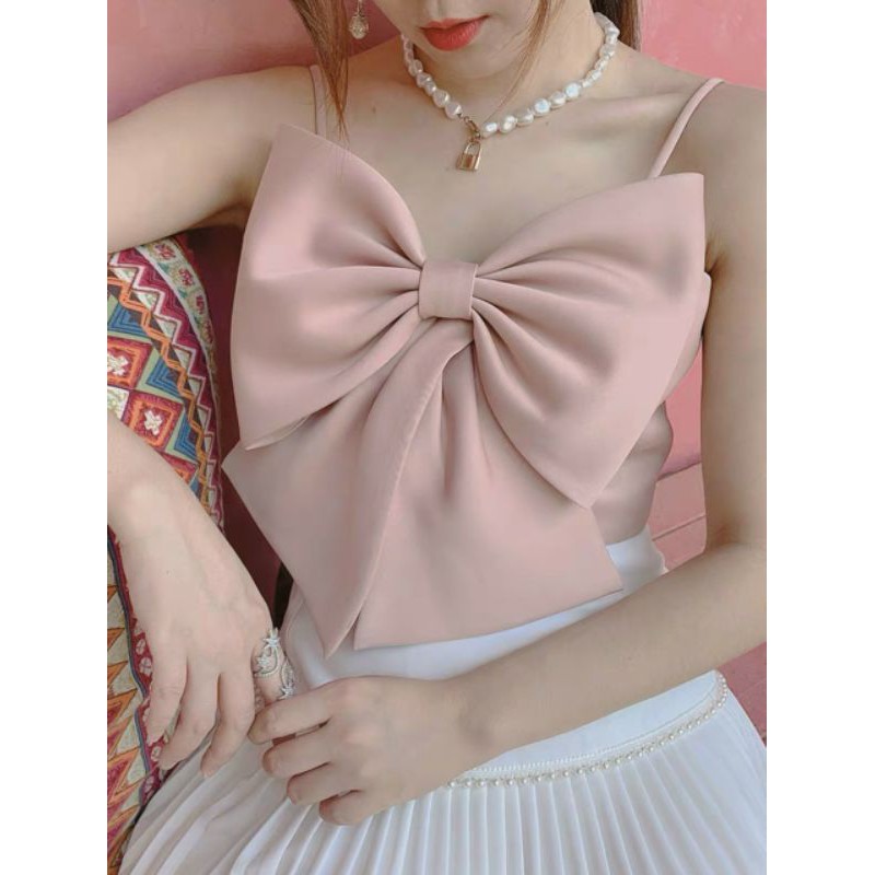 [ Xả kho ] Áo kiểu 2 dây nơ bảng to UK060520