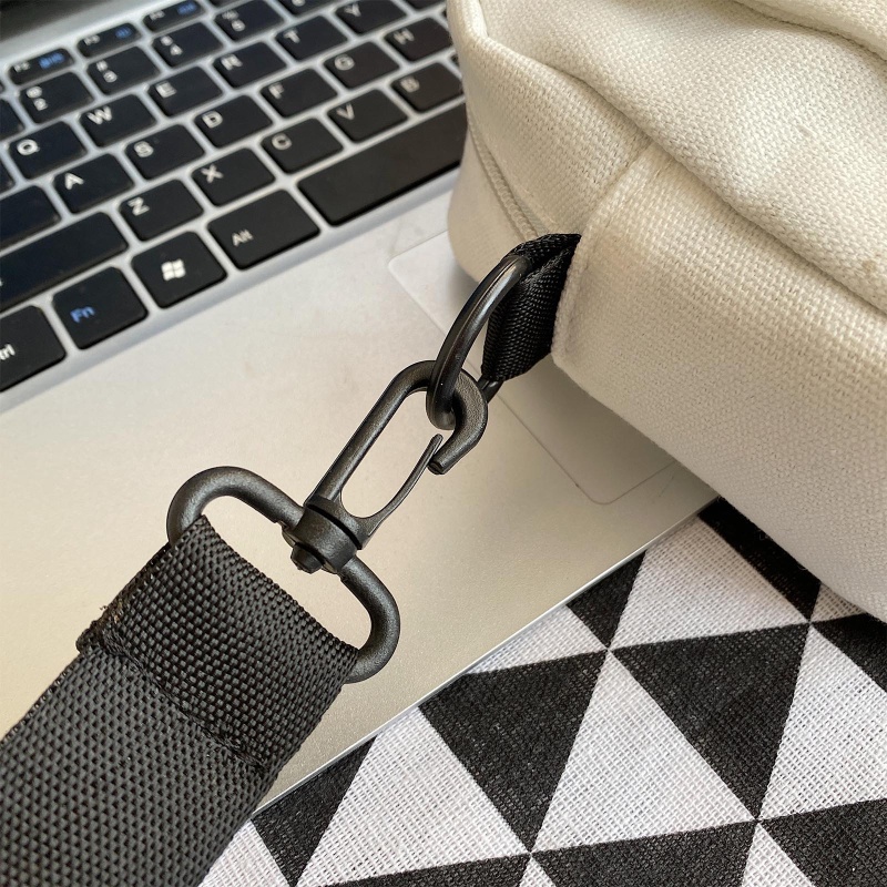 Túi Đeo Chéo Canvas Màu Trắng Đen Vàng Thời Trang Cho Nữ