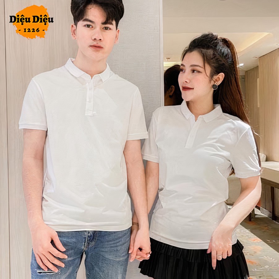 ÁO THUN POLO NAM NỮ ÁO ĐÔI CHẤT COTTON CÁ SẤU BASIC NGẮN TAY CỔ BẺ kèm ảnh thật - Diệu Diệu 1226