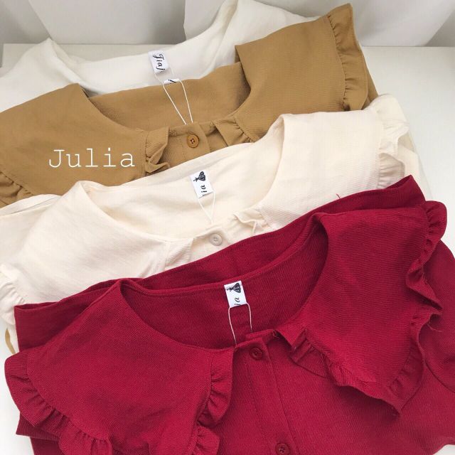 Áo somi nữ dài tay kiểu cổ tay bèo tiểu thu | BigBuy360 - bigbuy360.vn