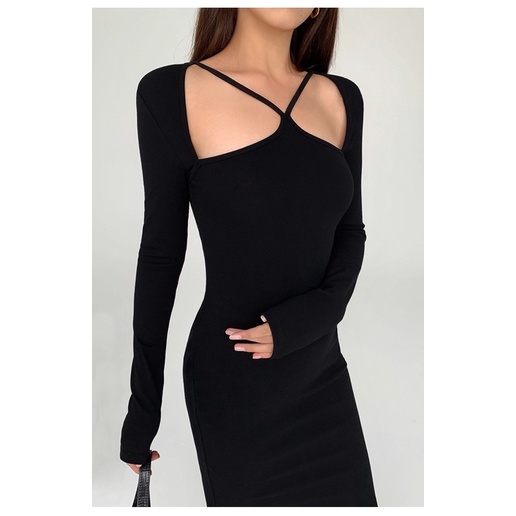 Đầm body cổ yếm tay dài MOODY NUDY | BigBuy360 - bigbuy360.vn