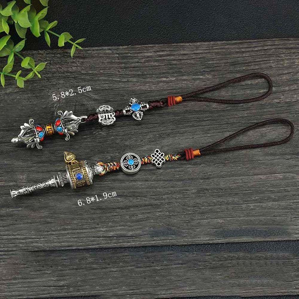 Mặt Dây Chuyền Hình Bánh Xe Cầu Nguyện Phong Cách Phật Giáo Retro