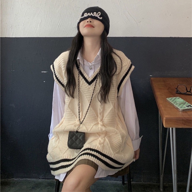 Áo gile len phong cách Hàn Quốc