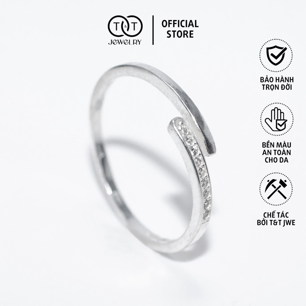 Nhẫn Bạc Nữ T&amp;T Jewelry FREESIZE đính đá cao cấp NN06