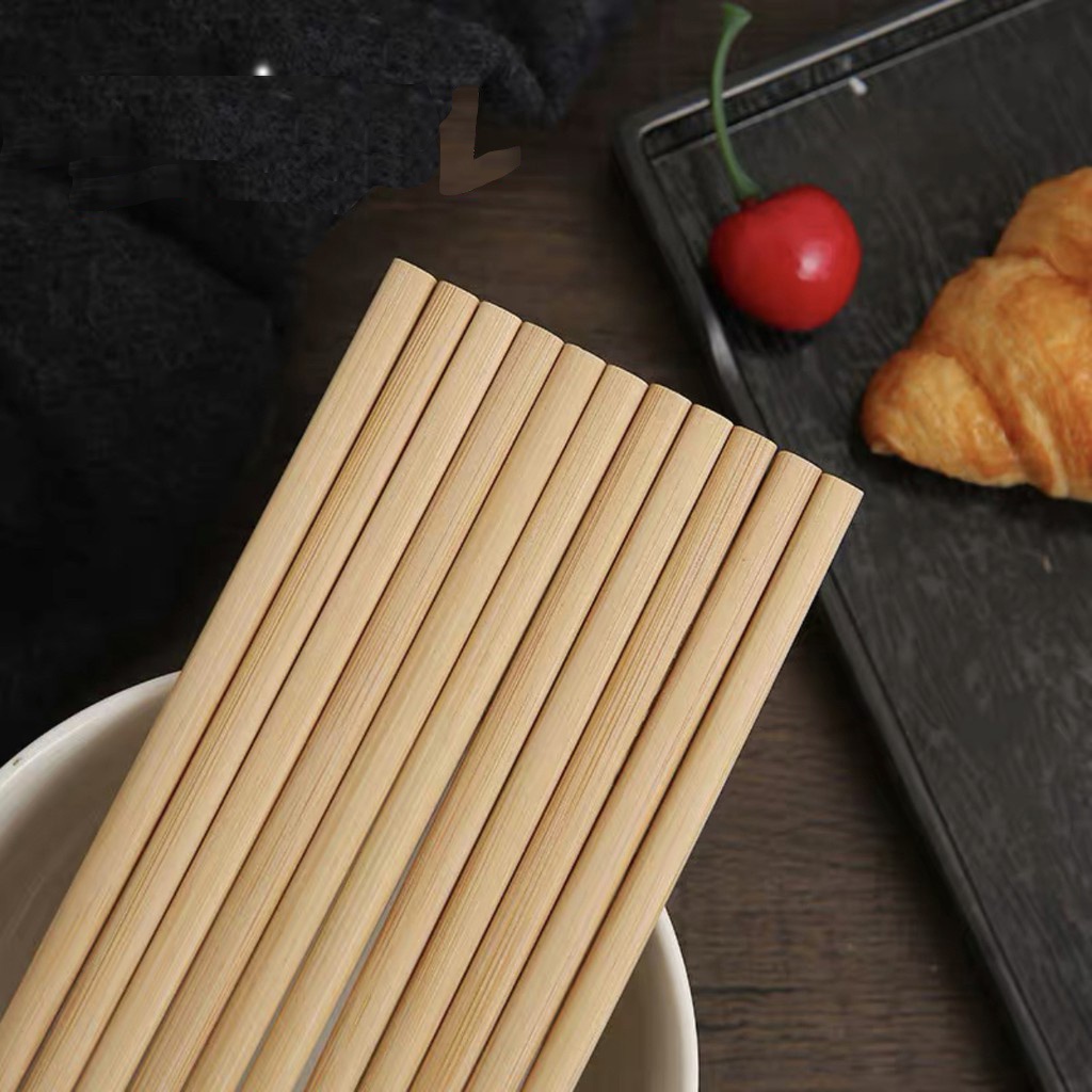 Đũa ăn cơm tre tự nhiên 10 đôi, Đũa tre cao cấp chống không mốc già đều đẹp mũi nhọn T