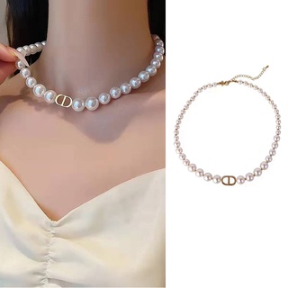 Vòng cổ dáng ngắn đính ngọc trai nhân tạo sang trọng phong cách cổ điển dành cho bạn nữ