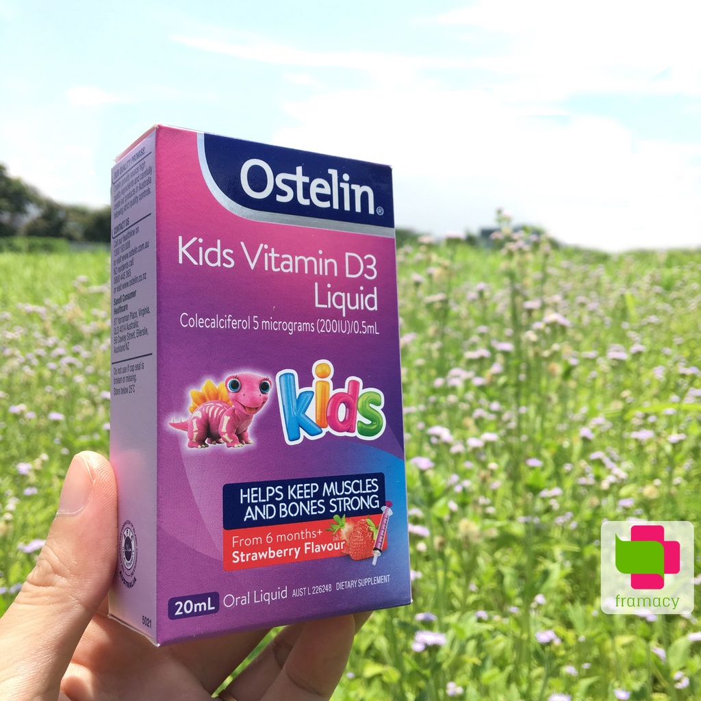 Vitamin Ostelin D3 Liquid/ Drops, Úc (20ml bé từ 6 tháng/ 2.4ml bé từ sơ sinh) phát triển xương và răng cho trẻ