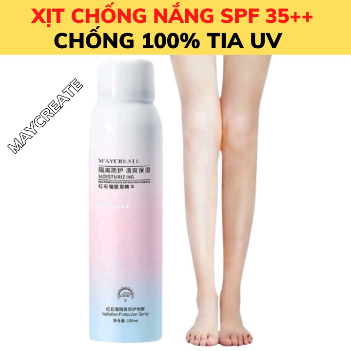 Xịt chống nắng toàn thân làm mát dưỡng trắng da MayCreate 150ml