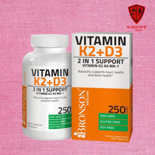 VITAMIN D3 K2 |  Bronson Vitamin K2 + D3 nhập Mỹ | Tăng Đề Kháng - Chính Hãng Suppcare Store