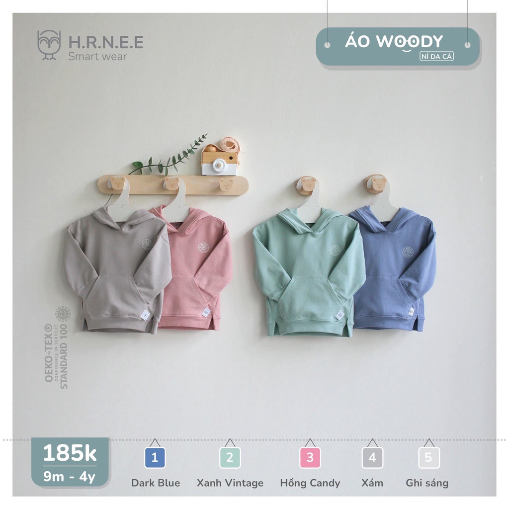 Áo nỉ WOODY bé trai bé gái HR NEE 12m-4y