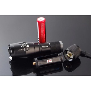Bộ Đèn Siêu Sáng CREE Q5 - T6 USA Store Kèm Sạc + Pin Ultra (Đen)
