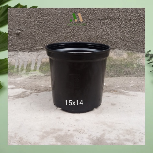 Chậu nhựa cứng tròn đen trồng cây trong nhà, kiểng lá, các loại cây cảnh Thakico size 15x14 giá xưởng