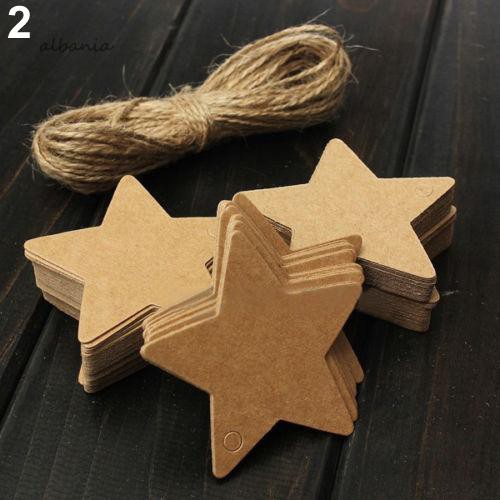 Bộ 100 Tag giấy gắn quà tặng gồm nhiều hình dạng chất liệu giấy kraft