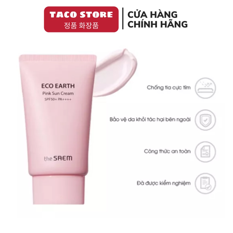 Kem Chống Nắng Eco Earth Power Pink Sun Cream Kem Chống Nắng Hồng phiên bản mới 50 ml