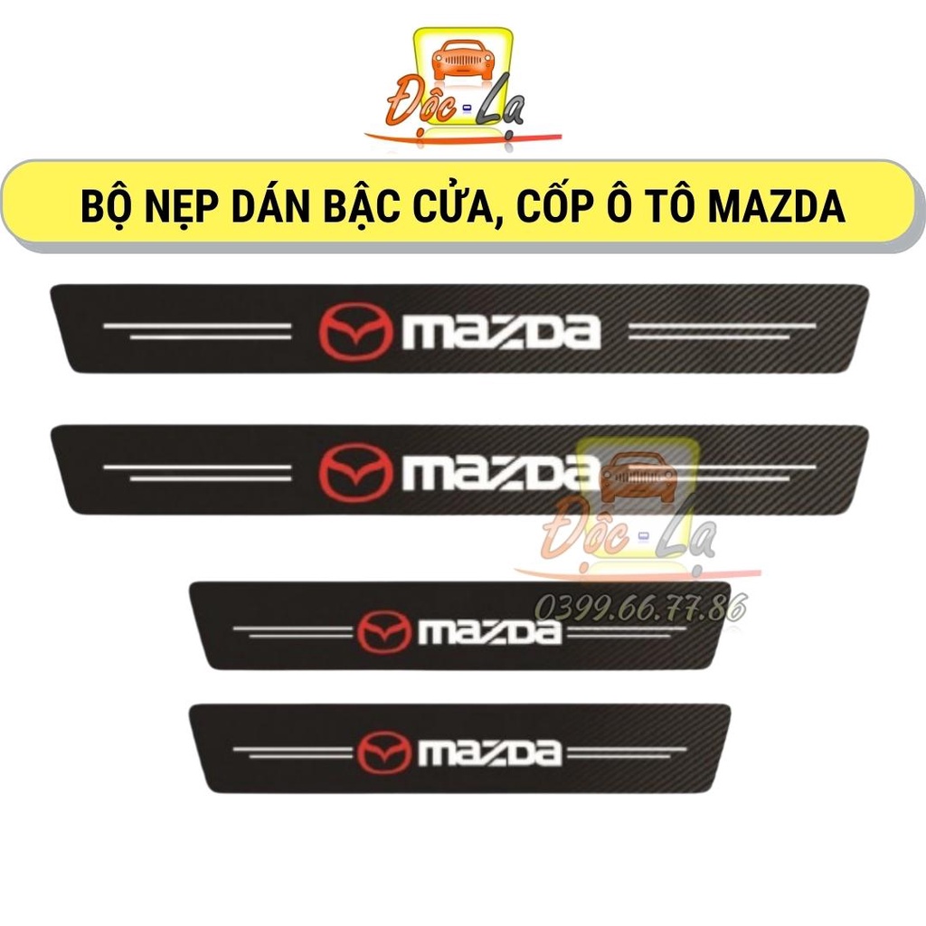MAZDA - Nẹp Dán Vân Cacbon Logo MAZDA Chống Trầy Xước Bảo Vệ Bậc Cửa Xe Hơi/ Bảo Vệ Cốp Sau Xe Hơi Bền Đẹp