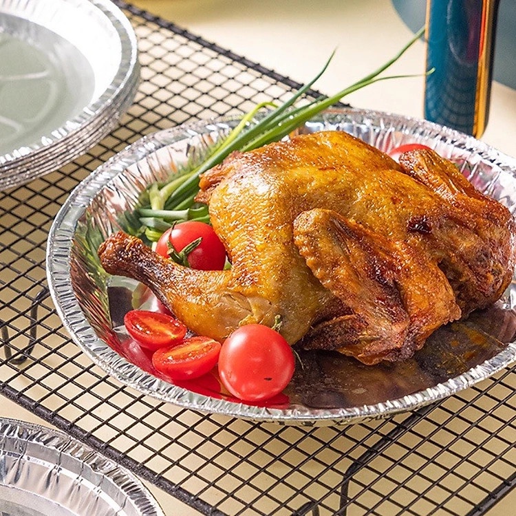 Set 10 Khay Giấy Bạc (SIZE TO 22CM) Lót Nồi Chiên Không Dầu, Đĩa Nhôm, Đĩa Giấy Bạc