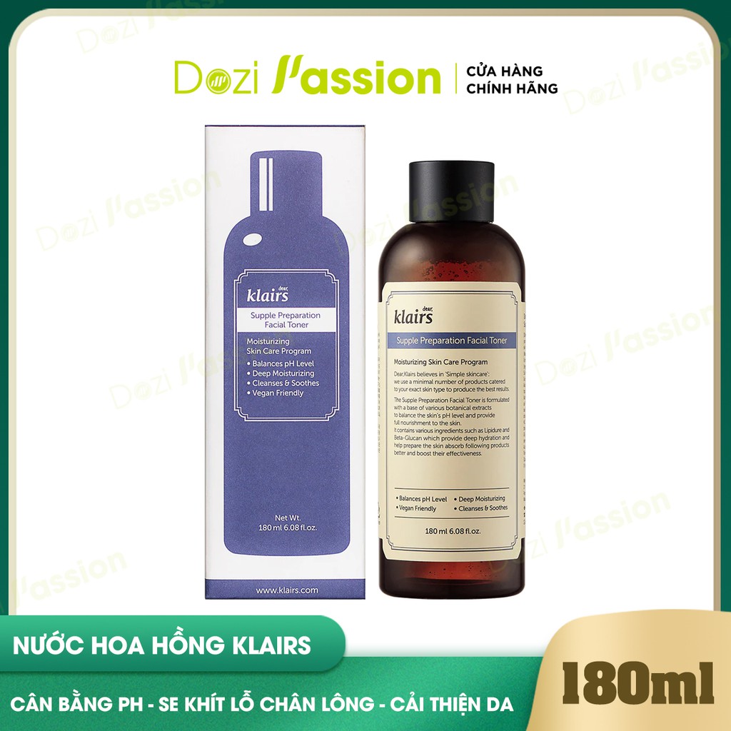 Toner Klairs Hương Thảo Mộc Dịu Nhẹ, Giảm Mụn, Se Khít Lỗ Chân Lông - Klairs Supple Preparation Facial Toner 180ml